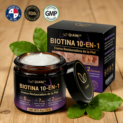 QIAWI® Biotina 10 en 1 Crema Restauradora de la Piel ✨ Resultados visibles en solo 7 días
