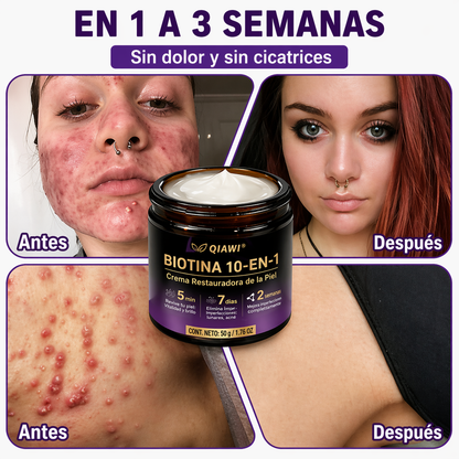 QIAWI® Biotina 10 en 1 Crema Restauradora de la Piel ✨ Resultados visibles en solo 7 días