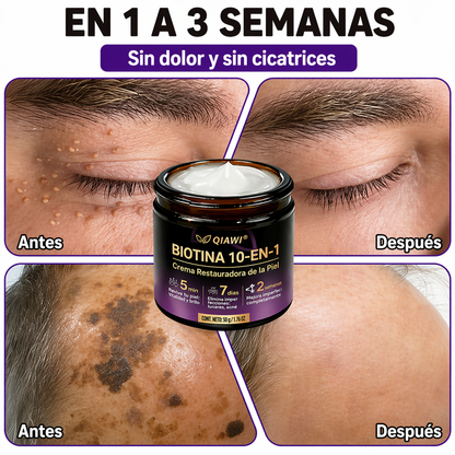 QIAWI® Biotina 10 en 1 Crema Restauradora de la Piel ✨ Resultados visibles en solo 7 días
