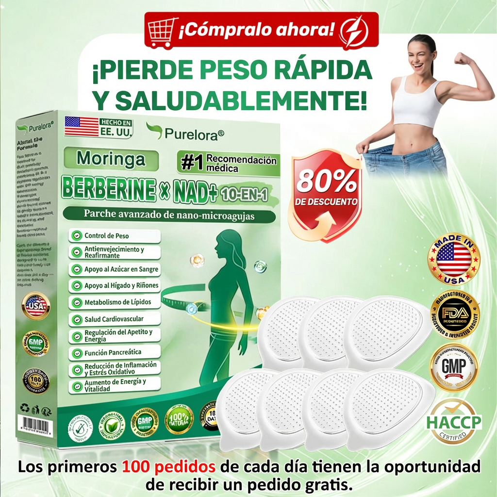 BELLAVORA® Moringa Berberine × NAD Parche 10-en-1 de Nanomicroagujas